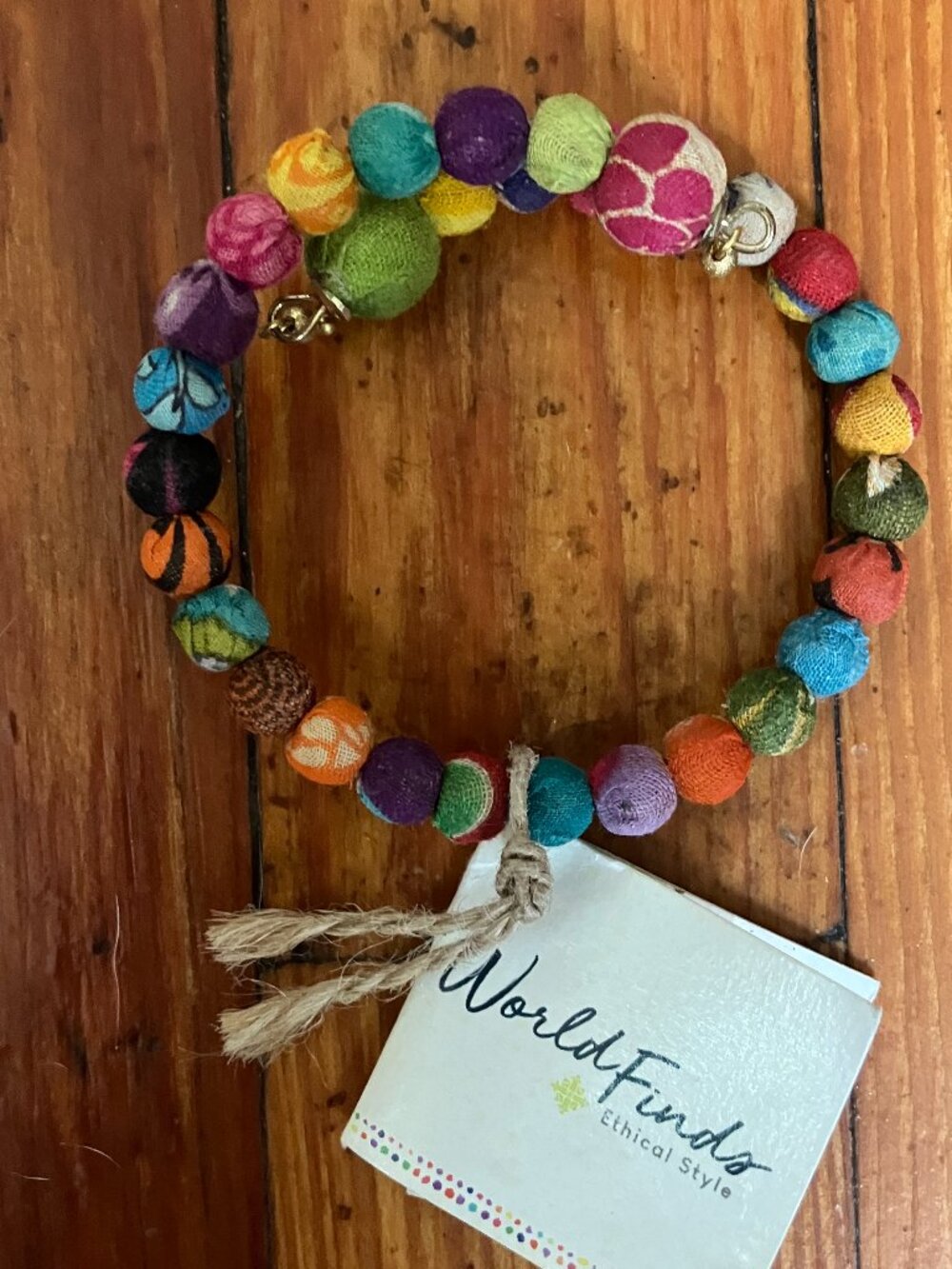 NWT WorldFinds Handmade Kantha Bead Bracelet Fair Trade Colorful Boho